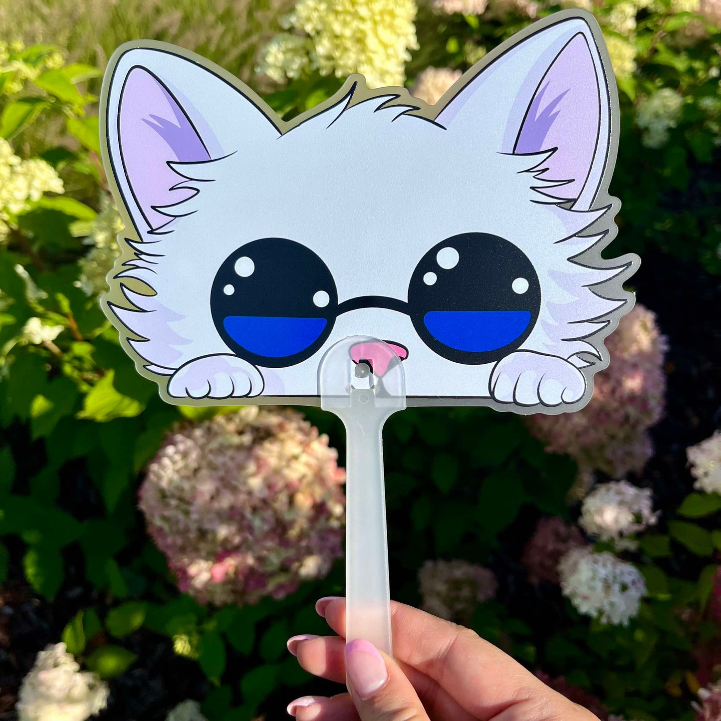 Blue eyed cat hand fan