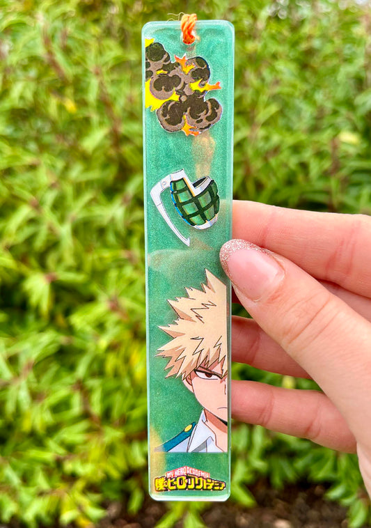Angry explosion boy resin bookmark