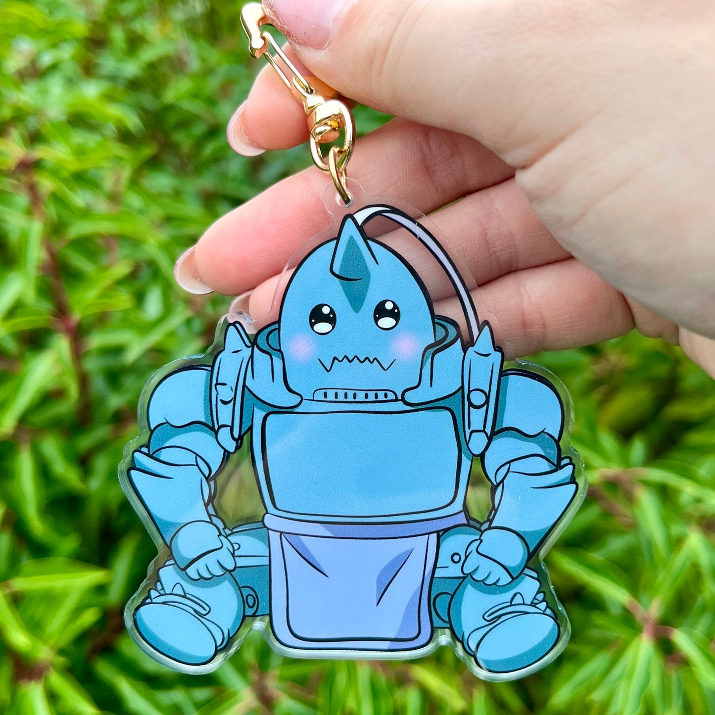 Armor boi with kitties acrylic shaker keychain