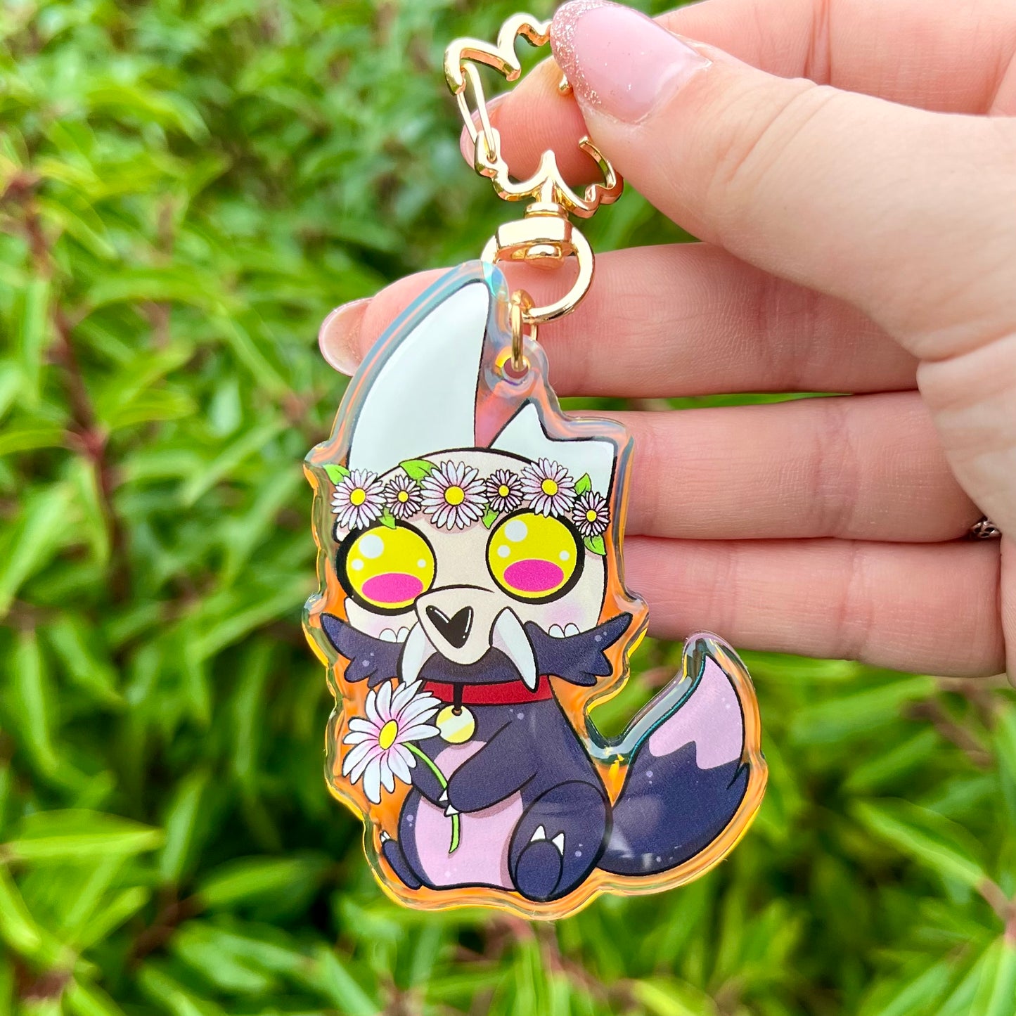 Cute titan acrylic rainbow keychain