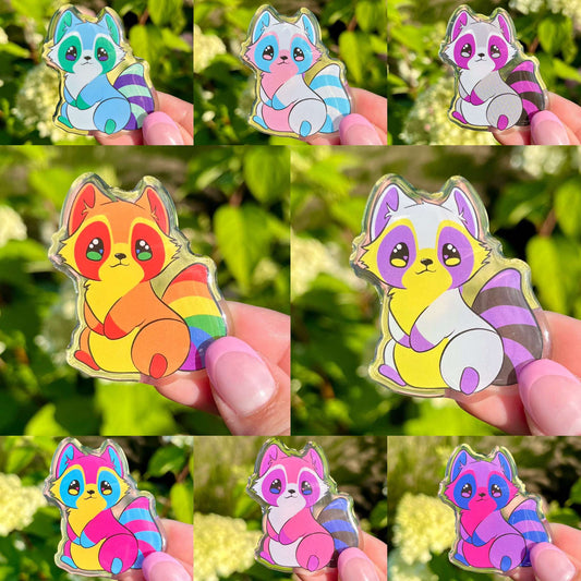 Pride raccoons acrylic pin