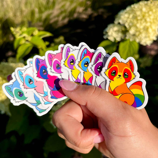 Pride raccoons stickers