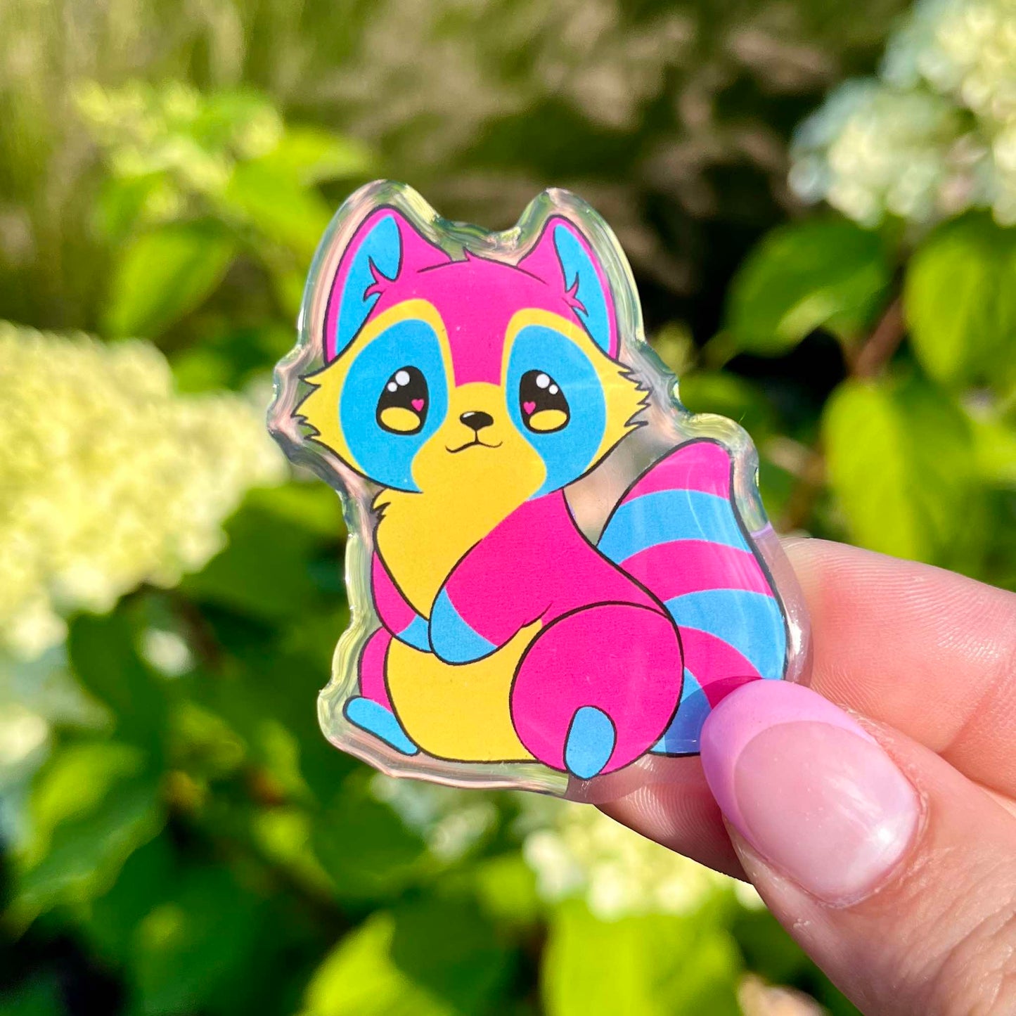 Pride raccoons acrylic pin