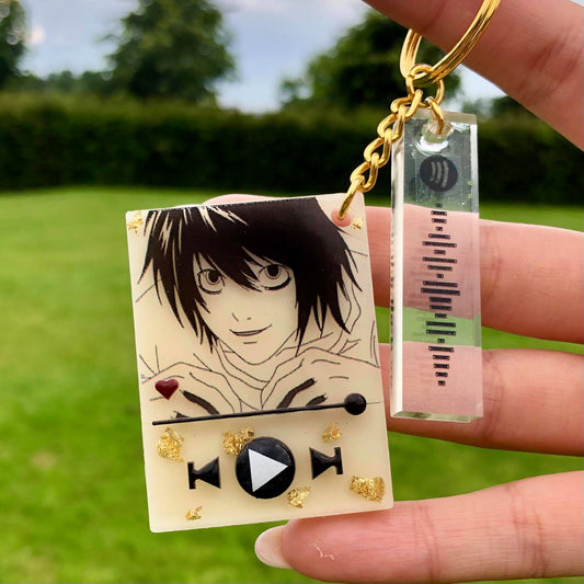 Psycho with book anime music keychain