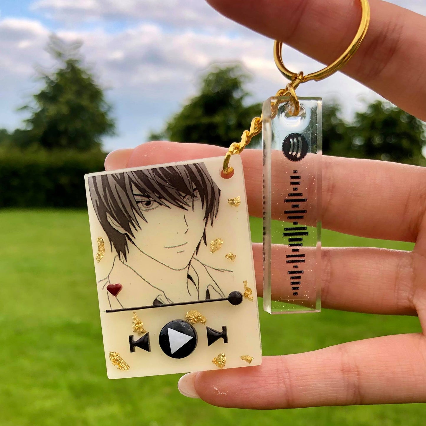 Psycho with book anime music keychain