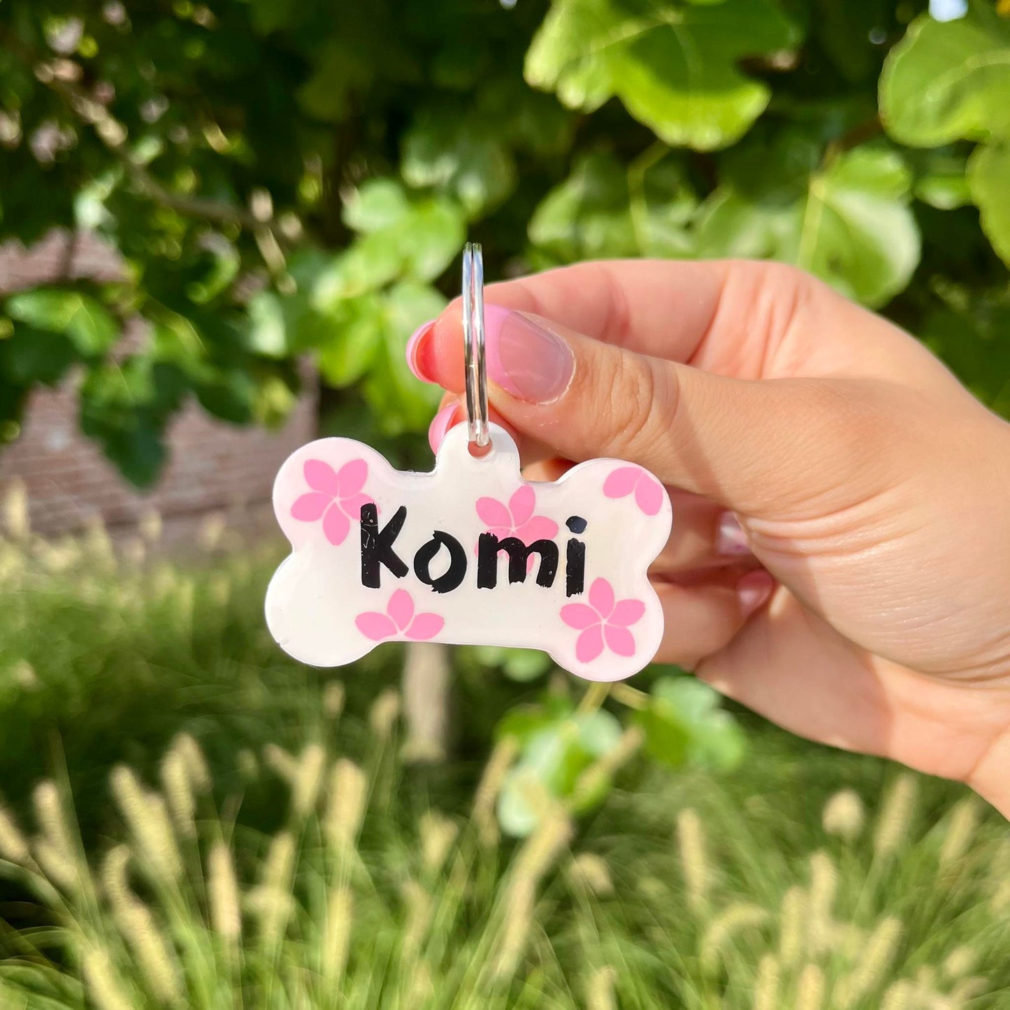 Sakura resin dog tag